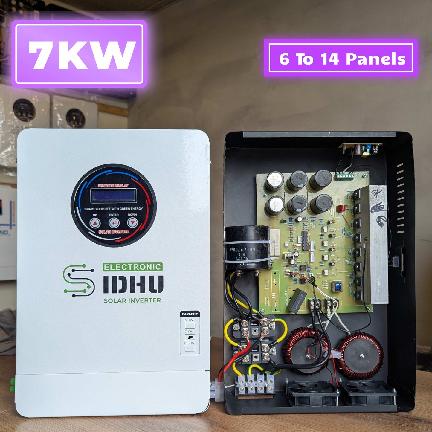 Sidhu Electronic 7KW Solar Inverter With Wapda Sharing (Supports 6 to 14 Panels )