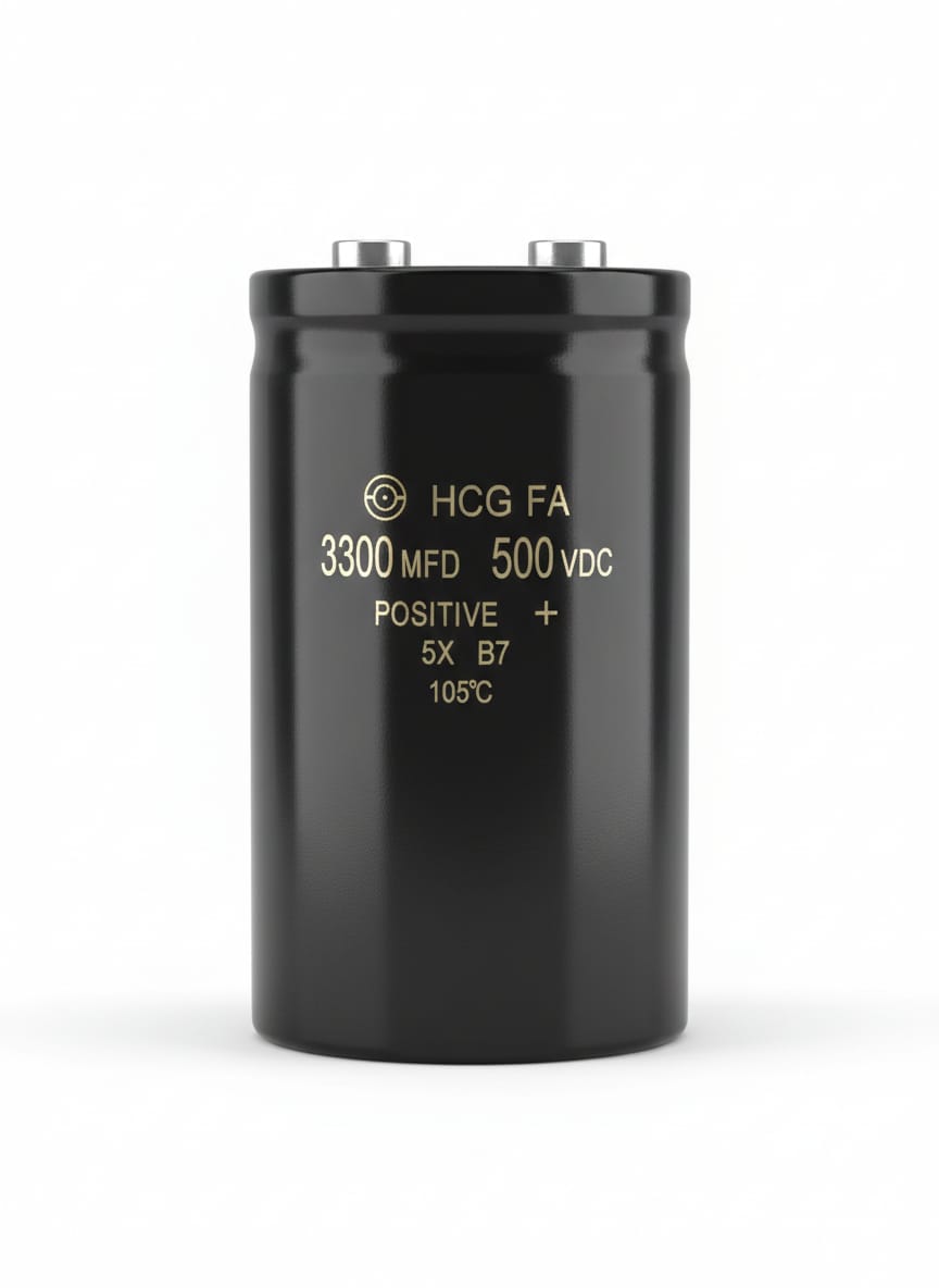 3300MFD 500VDC – HCG FA Series Industrial Screw Terminal Electrolytic Capacitor (105°C)